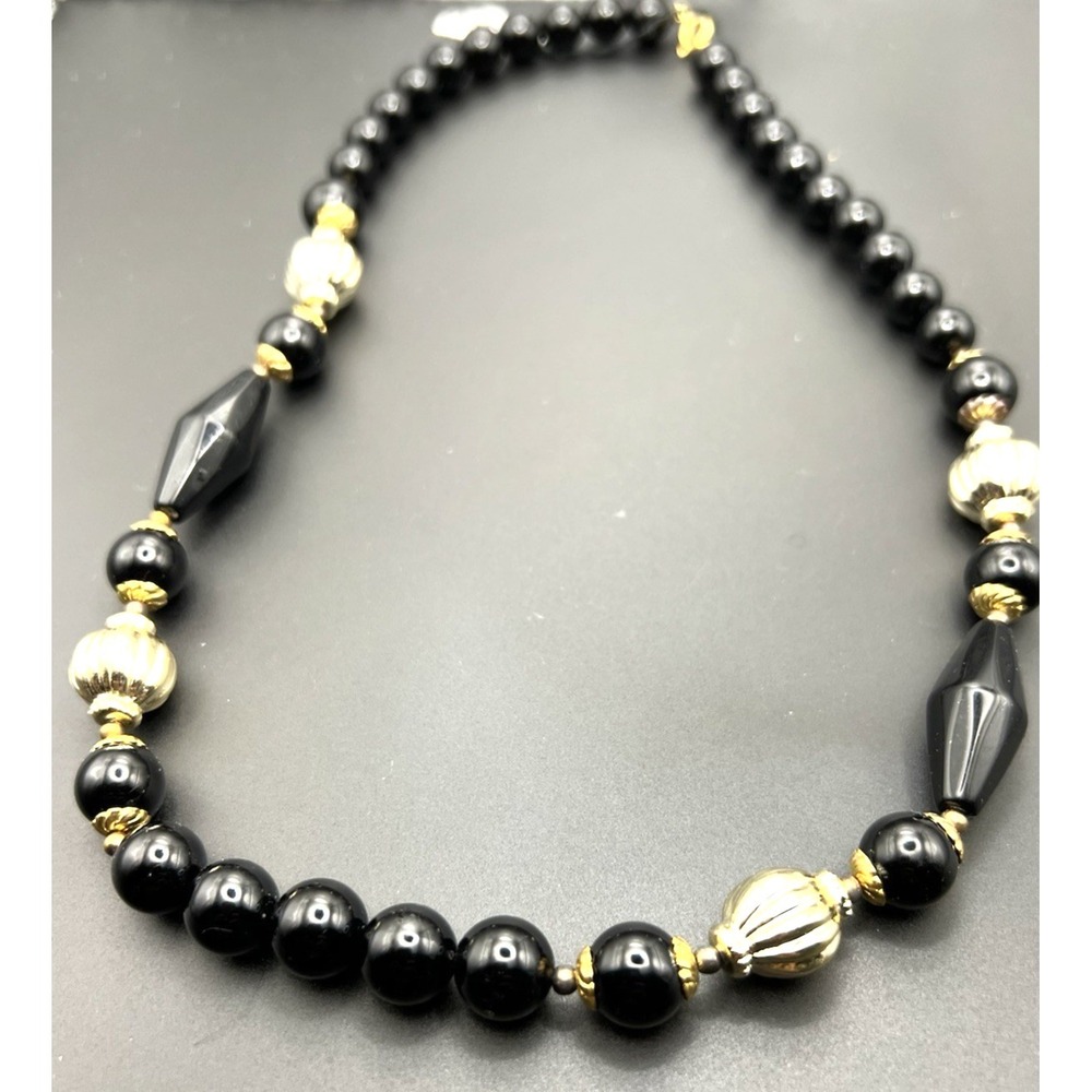 Vintage Lucite Light Weight black Color 21" Necklace Ladies